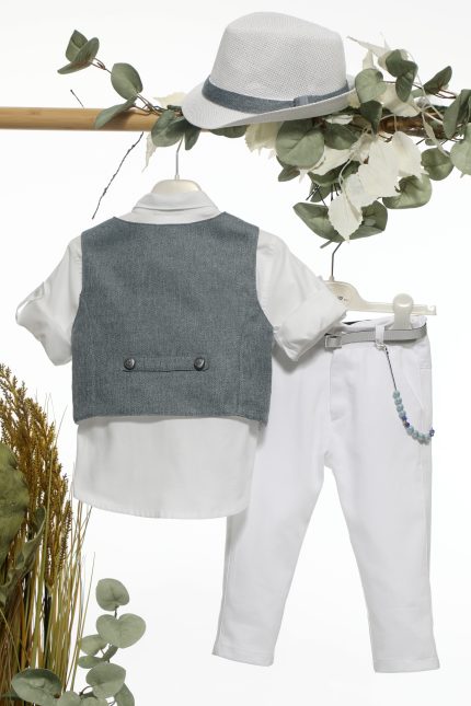 Βαπτιστικό Κοστουμάκι για Αγόρι Ραφ-Λευκό Α4659, Mi Chiamo