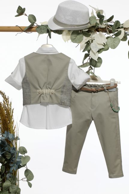 Βαπτιστικό Κοστουμάκι για Αγόρι Λαδί Α4662, Mi Chiamo