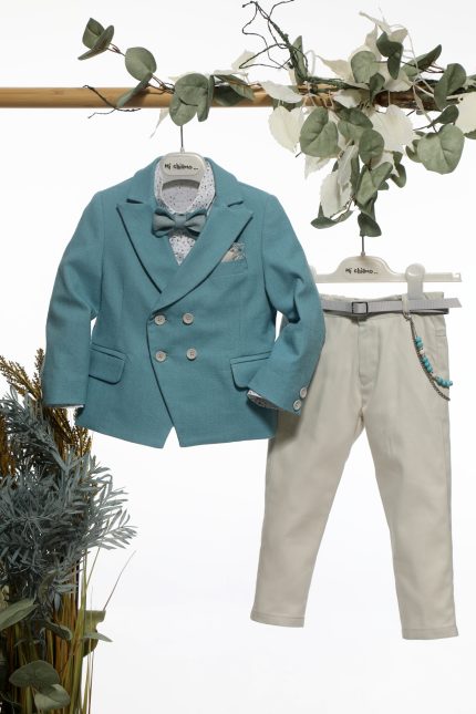 Βαπτιστικό Κοστουμάκι για Αγόρι Οινοπνευματί-Λευκό Πάγου Α4665, Mi Chiamo