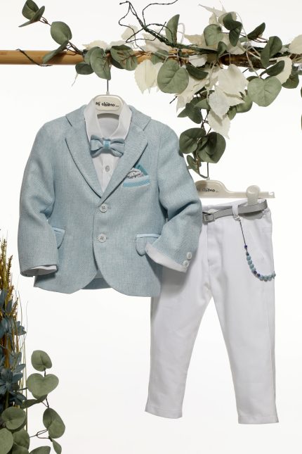 Βαπτιστικό Κοστουμάκι για Αγόρι Σιέλ-Λευκό Α4668, Mi Chiamo