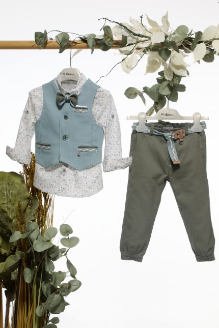 Βαπτιστικό Κοστουμάκι για Αγόρι Οινοπνευματί-Λαδί Α4669, Mi Chiamo
