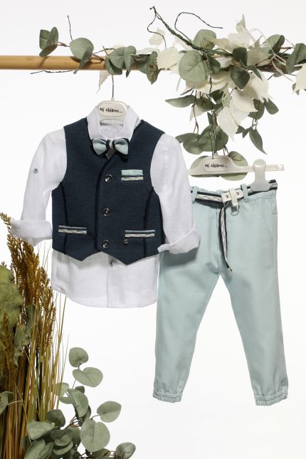 Βαπτιστικό Κοστουμάκι για Αγόρι Οινοπνευματί-Μπλε Α4670, Mi Chiamo