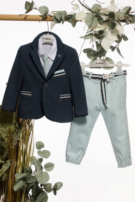 Βαπτιστικό Κοστουμάκι για Αγόρι Οινοπνευματί-Μπλε Α4672, Mi Chiamo