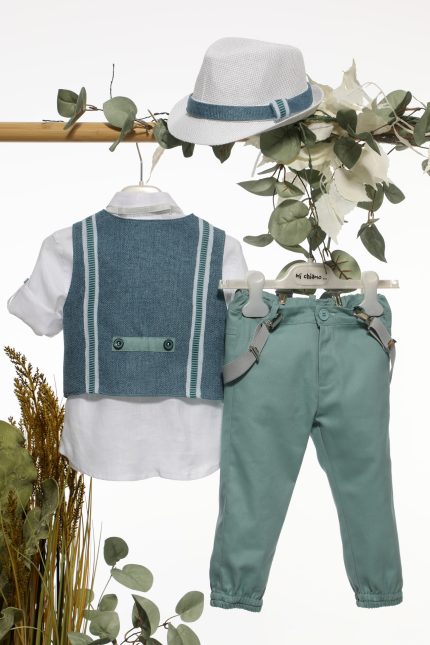 Βαπτιστικό Κοστουμάκι για Αγόρι Ουρανί-Σμαραγδί Α4675, Mi Chiamo