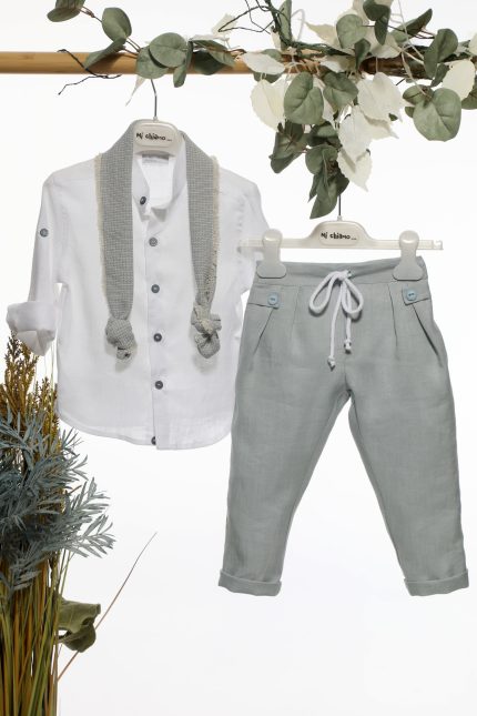 Βαπτιστικό Κοστουμάκι για Αγόρι Λευκό-Σιέλ Α4686, Mi Chiamo