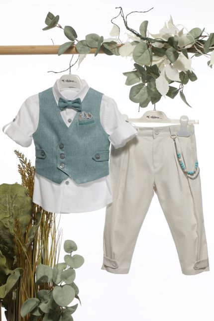 Βαπτιστικό Κοστουμάκι για Αγόρι Οινοπνευματί-Λευκό Πάγου Α4688, Mi Chiamo