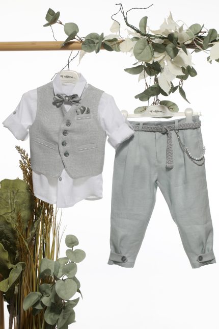 Βαπτιστικό Κοστουμάκι για Αγόρι Γκρι-Σιέλ Ανοιχτό Α4689, Mi Chiamo