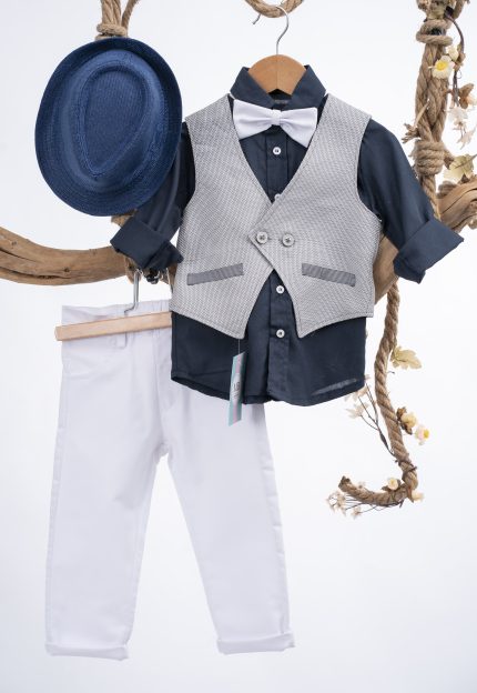 Βαπτιστικό κοστουμάκι για αγόρι Λευκό-Μπλε ΑΕ78 Mak Baby