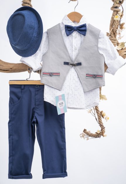 Βαπτιστικό κοστουμάκι για αγόρι Μπλε-Γκρι ΑΕ79 Mak Baby