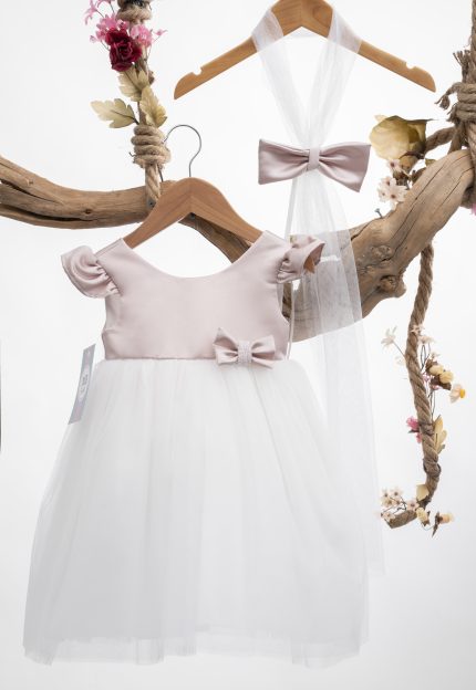 Βαπτιστικό Φόρεμα για κορίτσι Ιβουάρ-Σάπιο Μήλο Κ130 Mak Baby
