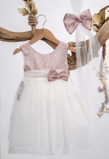 Βαπτιστικό Φόρεμα για κορίτσι Ιβουάρ-Σάπιο Μήλο Κ134 Mak Baby