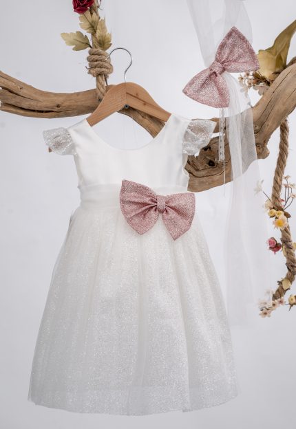 Βαπτιστικό Φόρεμα για κορίτσι Ιβουάρ-Σάπιο Μήλο Κ135 Mak Baby