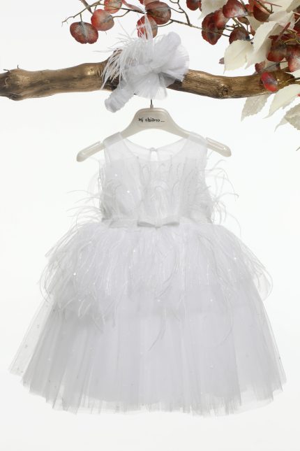 Βαπτιστικό Φορεματάκι για Κορίτσι Λευκό Κ4583Λ, Mi Chiamo