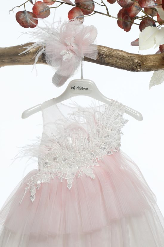 Βαπτιστικό Φορεματάκι για Κορίτσι Ροζ Κ4584Ρ, Mi Chiamo