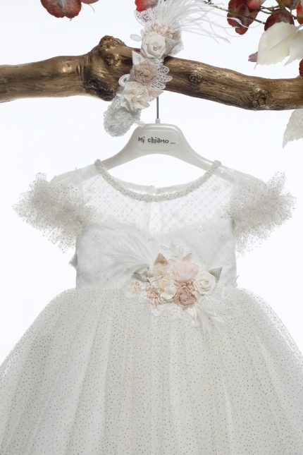 Βαπτιστικό Φορεματάκι για Κορίτσι Ιβουάρ-Χρυσαφί Κ4585ΙΧ, Mi Chiamo