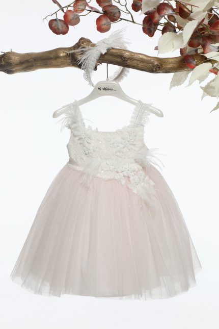Βαπτιστικό Φορεματάκι για Κορίτσι Ροζ Κ4587, Mi Chiamo