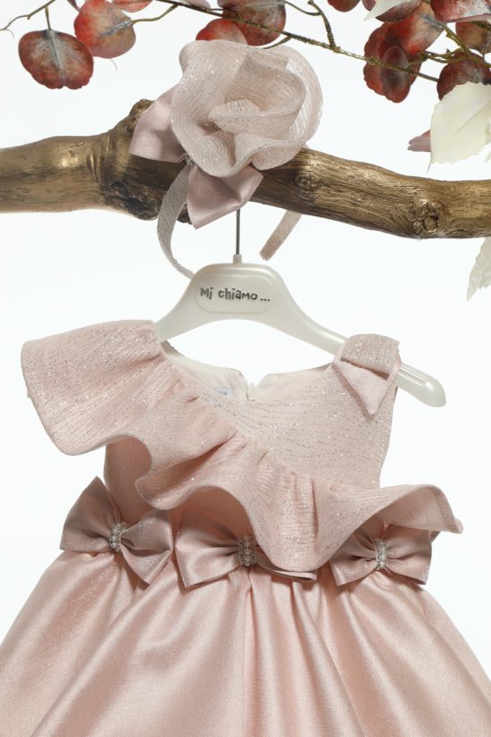 Βαπτιστικό Φορεματάκι για Κορίτσι Ροζ Κ4589Ρ, Mi Chiamo