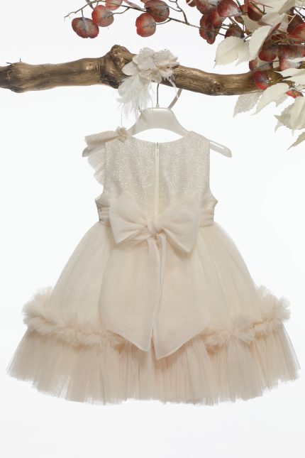 Βαπτιστικό Φορεματάκι για Κορίτσι Χρυσαφί Γκλίτερ Κ4590Χ, Mi Chiamo