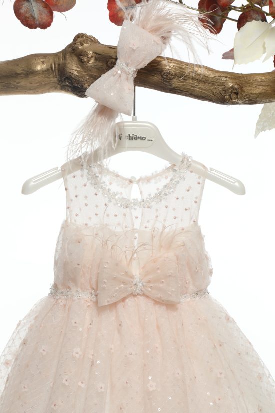 Βαπτιστικό Φορεματάκι για Κορίτσι Πούδρα Κ4594-Σ, Mi Chiamo