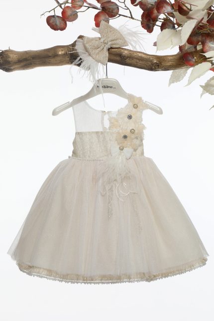 Βαπτιστικό Φορεματάκι για Κορίτσι Χρυσό Κ4595Φ, Mi Chiamo