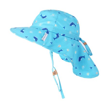 Αντιηλιακό Καπέλο Flapjack Cape Sunhat UPF50 – Whale-Octopus Σιέλ - FlapJackKids