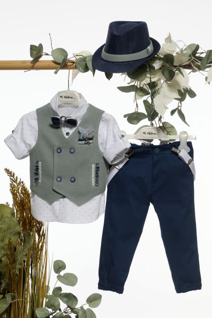 Βαπτιστικό Κοστουμάκι για Αγόρι Μπλε-Πράσινο Α4677, Mi Chiamo