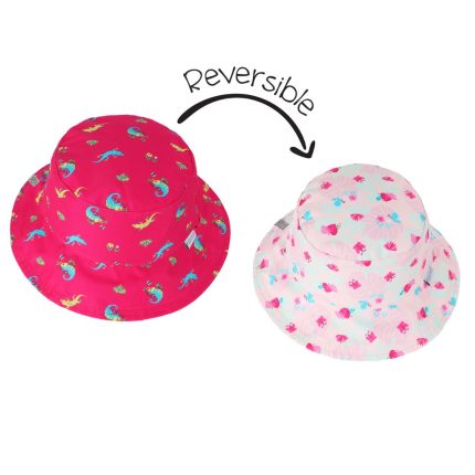 Καπέλο Διπλής Όψης UPF 50+ – Pink Chameleon-Tropical - FlapJackKids
