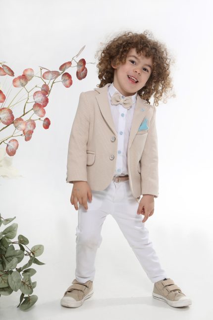 Βαπτιστικό Κοστουμάκι για Αγόρι Μπεζ-Λευκό Α4699, Mi Chiamo