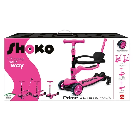 Shoko Παιδικό Πατίνι Prime 4 In 1 Plus Ροζ 12m+ - AS Company