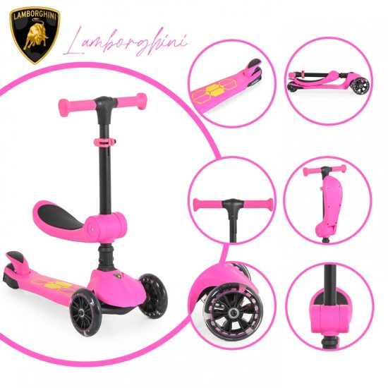 Πατίνι Scooter Τρίτροχο Lamborghini 2in1 Pink 3800146228552