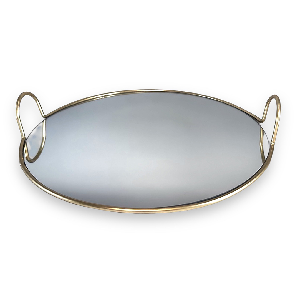 Δίσκος Γάμου Στρόγγυλος με Καθρέπτη Χρυσό με Χερούλια 36cm | GL45 Δίσκος Γάμου Στρόγγυλος με Καθρέπτη Χρυσό με Χερούλια 36cm | GL45