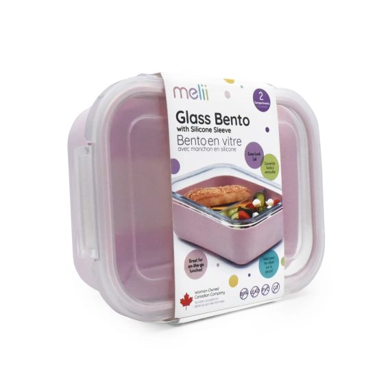 Melii – Glass Bento με Θήκη Σιλικόνης (740ml) – Pink
