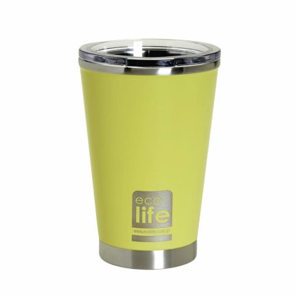 Ποτήρι Θερμός Yellow Coffee Thermos 370ml | Διαφανές Καπάκι 5208009002048 - Ecolife