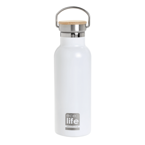 Ecolife Μπουκάλι Θερμός White Thermos 500ml | Bamboo Lid