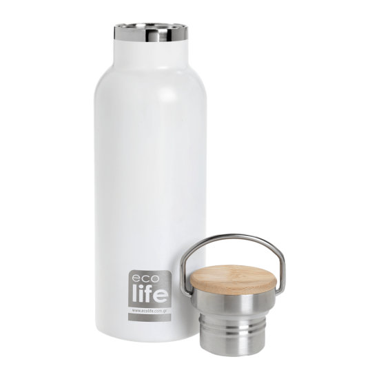 Ecolife Μπουκάλι Θερμός White Thermos 500ml | Bamboo Lid