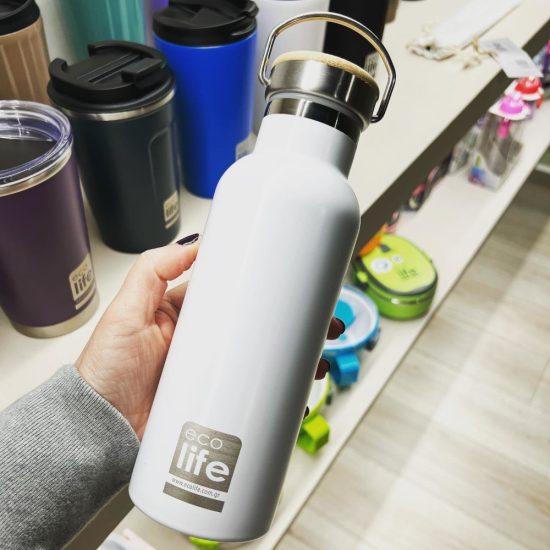 Ecolife Μπουκάλι Θερμός White Thermos 500ml | Bamboo Lid