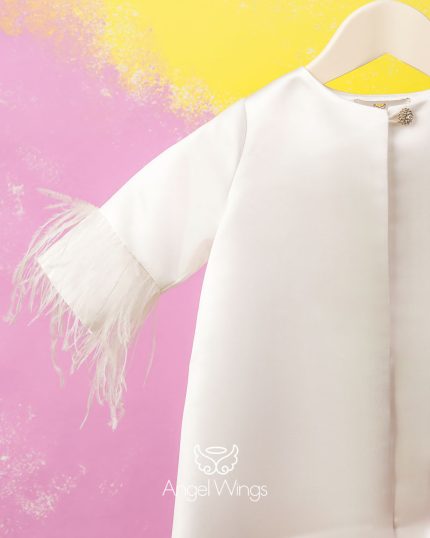 Βαπτιστικό Μαντό Plumeria Rasmir Off White για Κορίτσι 280, Angel Wings