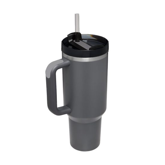 Θερμός Ποτήρι Ανοξείδωτο με Καλαμάκι Junior Grey 900ml 5208009003014 - Ecolife