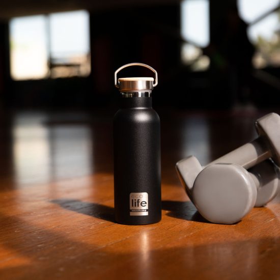 Ecolife Μπουκάλι Θερμός Black Thermos 500ml | Bamboo Lid