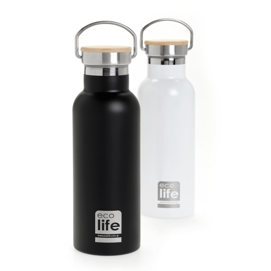 Ecolife Μπουκάλι Θερμός White Thermos 500ml | Bamboo Lid
