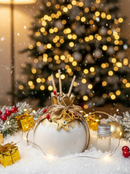 Διακοσμητικό Αρωματικό Ρόδι Κρεμ με Ροζ (7,5cm x 8cm) | G3618 Georgiou