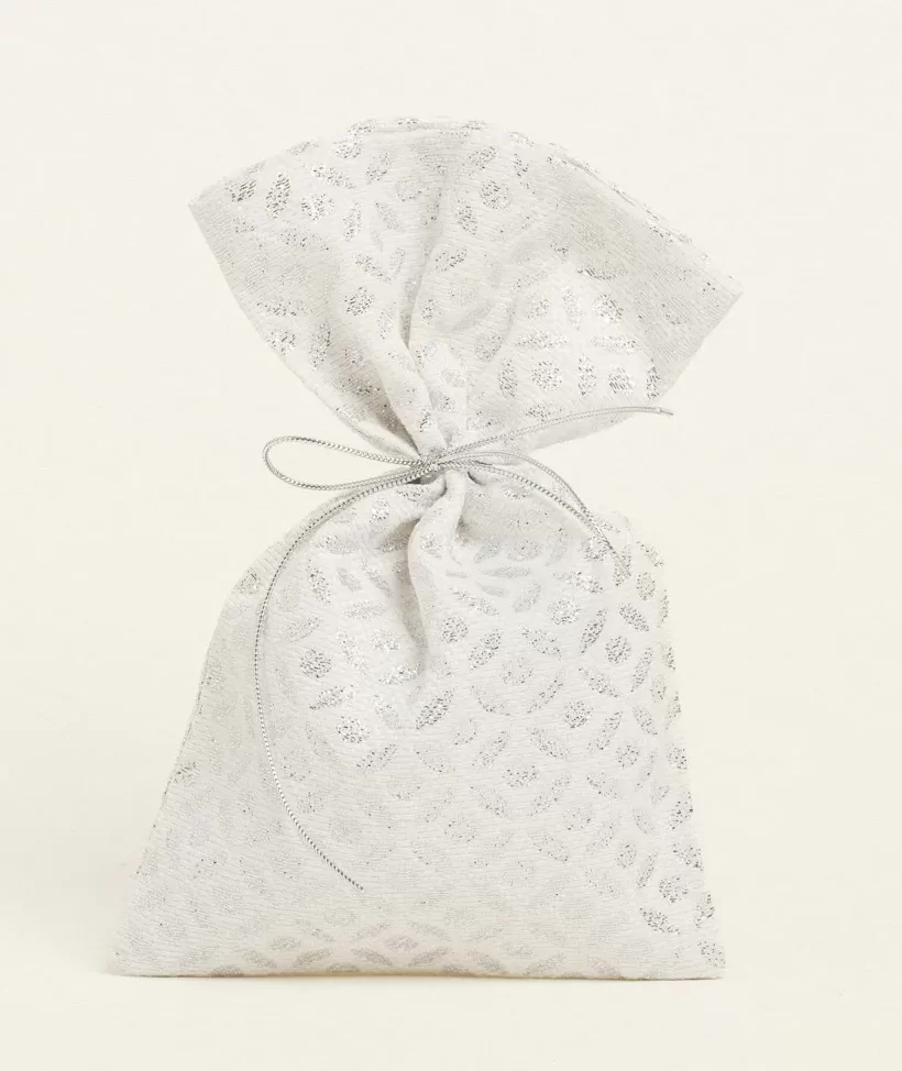 Πουγκί Ζακάρ σε Απόχρωση Εκρού - Ασημί ( 14εκ. × 22εκ. ) | 393966 Πουγκί Ζακάρ σε Απόχρωση Εκρού - Ασημί ( 14εκ. × 22εκ. ) | 393966