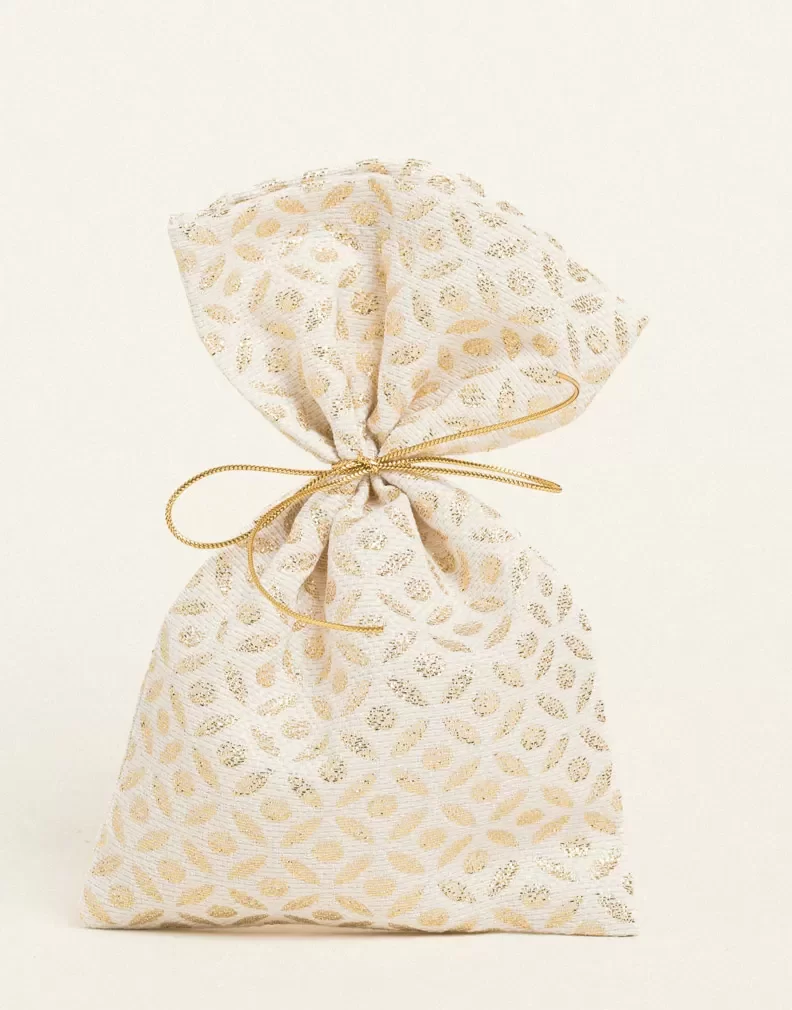 Πουγκί Ζακάρ σε Απόχρωση Εκρού - Χρυσό (14εκ. x 22εκ.) | 393965 Πουγκί Ζακάρ σε Απόχρωση Εκρού - Χρυσό (14εκ. x 22εκ.) | 393965