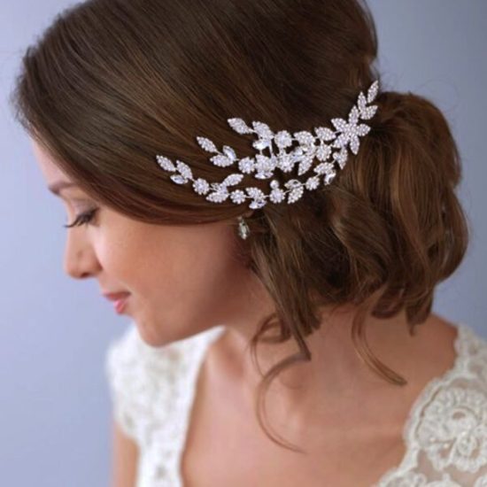 Κόσμημα Χτενάκι με Ζιργκόν σε Χρώμα Ασημί Flower Lilly Hairpin | BA01 Hair Duty