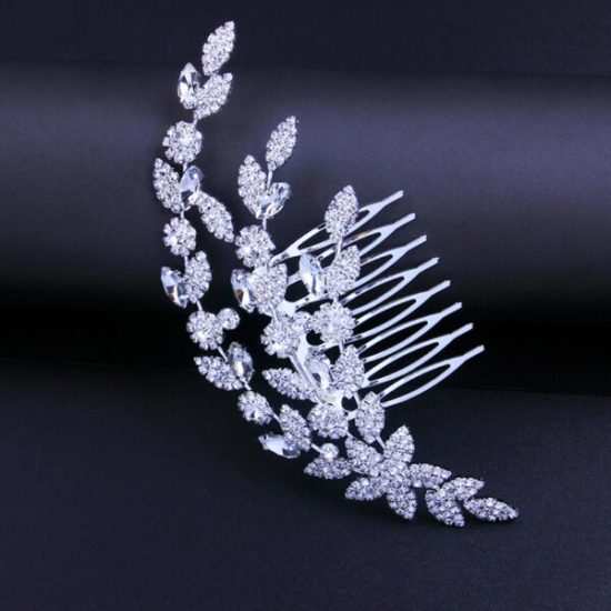 Κόσμημα Χτενάκι με Ζιργκόν σε Χρώμα Ασημί Flower Lilly Hairpin | BA01 Hair Duty