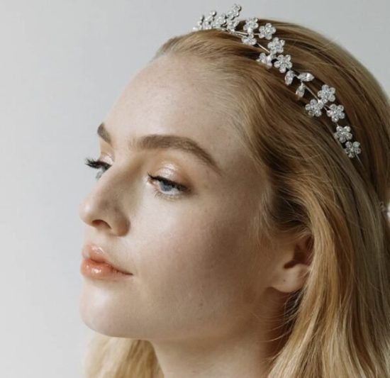 Νυφική Τιάρα με Ζιργκον σε Ασημί Χρώμα Leonia Crystal Headpiece | BA104 Hair Duty