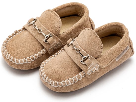 Babywalker Βαπτιστικό Παπούτσι Περπατήματος για Αγόρι Loafer με Μεταλλική Διακοσμητική Αγκράφα BW4293 Μπεζ