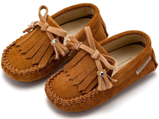 Babywalker Βαπτιστικό Παπούτσι Περπατήματος για Αγόρι Loafer με Κρόσσια και Φιογκάκι EXC5298 Ταμπά