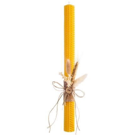 Λαμπάδα Μελισσοκέρι Φυσικό Χρώμα με Αποξηραμένα ΛΠ126