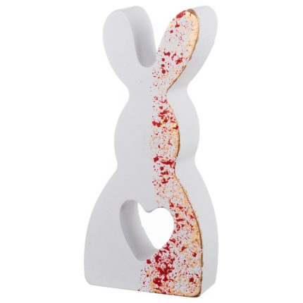 Κεραμικός Λαγός με Καρδιά Κόκκινο-Χρυσό (5,8x12,5x2,5cm) Κ941